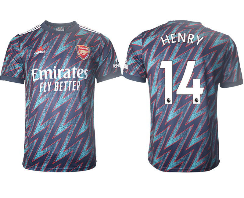 Men 2021-2022 Club Arsenal Second away aaa version blue #14 Soccer Jerseys
